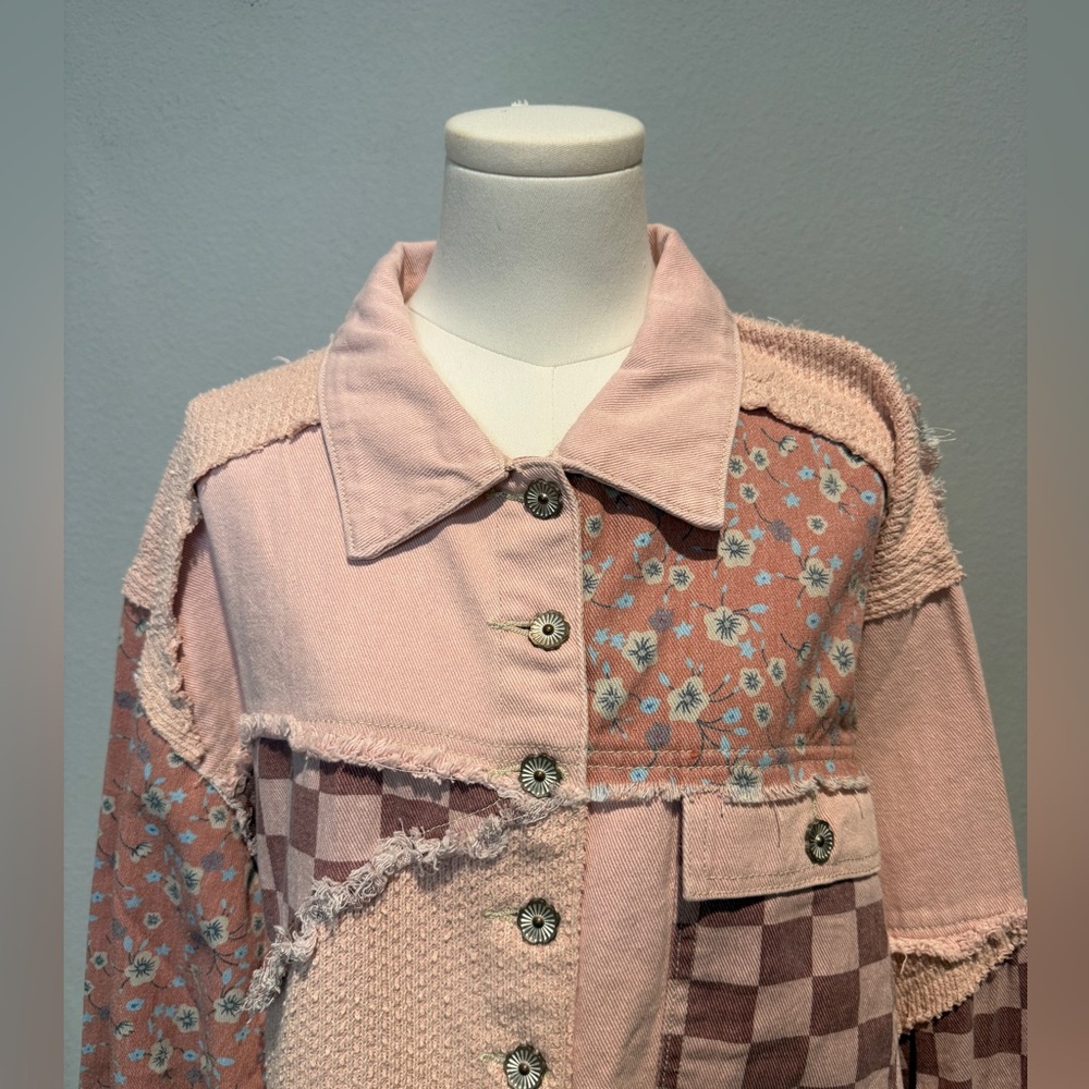 POL Pink Patchwork Jean Jacket NWT - image 3